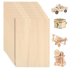 12 Pack Basswood Sheets for Crafts - 12 x 16 x 1/8 Inch - 3mm Thick Large Plywood Sheets Unfinished Bass Wood Boards for Laser Cutting, Wood Burning