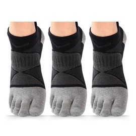 AQshop Men's Women's Five Toe Socks, Pro Running, Arch Fit, 3 Pairs Set, gray