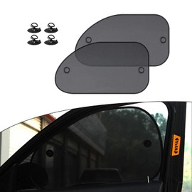 Yumfugu 2 PCS Car Side Window Sun Shade, 25.5" x 14.9" Breathable Mesh Side Car Window Sun Shade, Sun Protection Insulation Side Window Sunshade, Universal for Most Cars (Black)