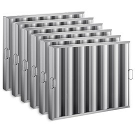 WILPREP Stainless Steel Range Hood Filters, 19.5 x 24.6 Inches Pack of 6, Commercial Exhaust Hood Grease Filter