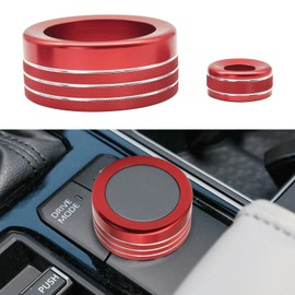 Bilisin Center Console Drive Mode Knob Button Cover Compatible with Toyota Tundra 2023 2024 Accessories, Aluminum Alloy Rear View Mirror Ring Trim Decoration (2PCS Red
