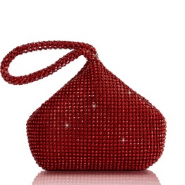 BABEYOND Women's Rhinestone Clutch Evening Bags Sparkly Glitter Triangle Purse for 1920s Party Prom Wedding (Red, One Size)