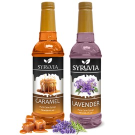Syruvia Coffee Syrup Variety Pack - Caramel & Lavender- Gluten-Free, Kosher, 25.4 fl oz Bottles - Enhance Your Coffee Experience with Premium Flavoring Syrups