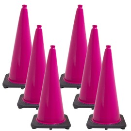 Mr. Chain's JBC Revolution Series Traffic Cones, Safety Pink, 28-Inch Height, Pack of 6 (97525-6A)