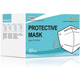 Kingfa KN95 White Face Mask 50 Pcs Disposable Respirator 5-Ply Layer GB2626-2019