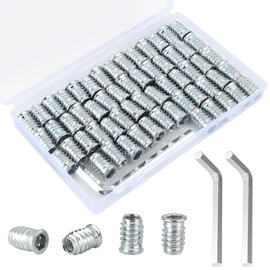 60 x Screw Nuts M8, M8 x 20 mm Threaded Sockets, Threaded Insert Wood Made of Galvanised Steel, Drive Nuts M8, Hex Hex Socket Nut for Wooden Furniture