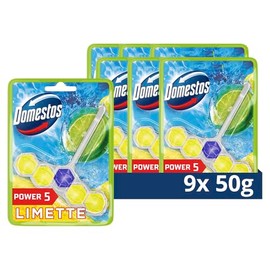 Domestos Power 5 Toilet Stone Lime Toilet Cleaner Full Up to 300 Flushes 50g Pack of 9