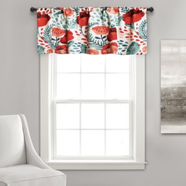 Lush Decor, 18" x 52", Multi Poppy Garden Curtains Light Filtering Window Panel Set for Living, Dining, Bedroom, 18 in L Valance