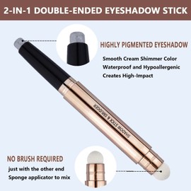 Gray Silver Smokey Eyeshadow Stick Cream Shimmer Smooth Glitter Eye Shadow Pencil Hypoallerge Waterproof Long Lasting Eyeshadow Pen Highlighter Stick ingle Eye Liner Multi-Dimensional Eyes Look