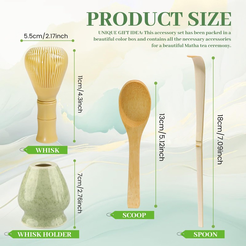 Matcha Set 4 Pieces Japanese Ceremony Resin Matcha Whisk Bamboo