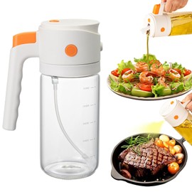 MDZF SWEET HOME Oil Sprayer for Cooking 2 in 1, 18.6oz/550ml Borosilicate Glass Olive Oil Dispenser Bottle, Precision Spray & Food-Grade Oil Mister for Air Fryer, BBQ, Salad