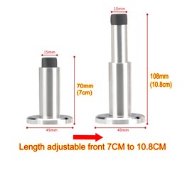 JZK 7CM-10.8CM Length Adjustable Wall Mounted Door Stop with Rubber Buffer, Stainless Steel Door Stopper for skirting Board, skirting Mounted Doorstop