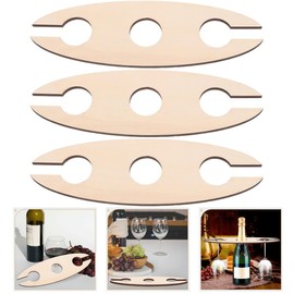 Ylapagne 3 Pcs Wooden Wine Rack, Wine Bottle & Glass Holder, Rustic Countertop Stand for 1 Bottle & 2 Glasses, Handcrafted Wooden Counter Organize Supplies for Home Bar, Kitchen and Dining Room Decor