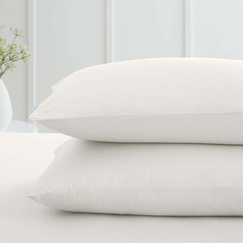 Bianca 200 Thread Count Cotton Percale Standard Pillowcase Pair Cream