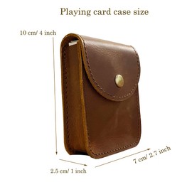 aolaso Leather Playing Card Case, Single Playing Cards, Deck Card Box for Men, Leather Mini Belt Bag, brown