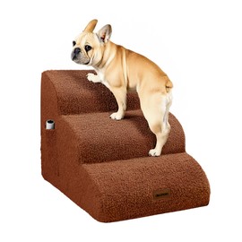 Deconovo Foam Dog Stairs for Small Pets – Washable Cover, Non-Slip Base, Lightweight & Sturdy Step Ramp for Bed & Sofa, 11.8" H, 2-Step, Brown
