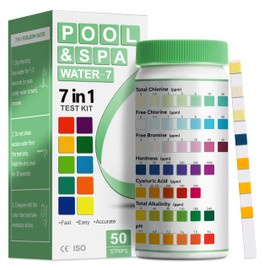 AAwipes Swimming Pool Test Kit 7 in 1 |100 Pool Test Strips | Pool PH Testing Kit Super Accurate Water Hardness Acid Test Kit Pool Maintenance Kit for Pool, Hot tub and Spa (K010)