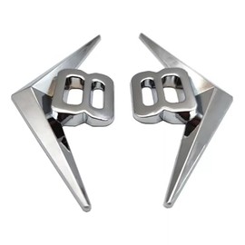 Pair Set Metal V8 Emblem Logo Engine V-8 Badge Trunk Door Suitable for SUV Auto Truck Car Pickup (Silver)