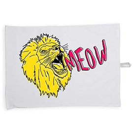 Hippowarehouse Meow lion big cat tattoo illustration Tea Towel Eco Printed Dish Cloth Kitchen accessory 50cmx70cm 100% Cotton