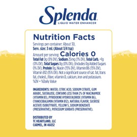 SPLENDA Liquid Water Enhancer Drops, Sugar Free, Zero Calorie, Natural Flavor, Concentrated Drink Mix, 3.11 Fl Oz Each Bottle (Lemonade, 1 Pack)