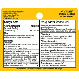 Vivarin Alertness Aid Tablets 40 Count 200mg Tablets (4 Pack)