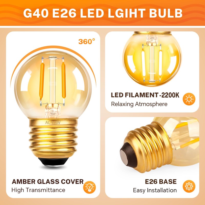 SCNNC G40 1W Low Wattage Light Bulbs Equivalent to 20