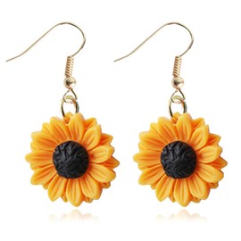 Sunflower Earring Resin Sunflower Daisy Dangle Drop Earrings for Women Sunshine Jewelry-resin
