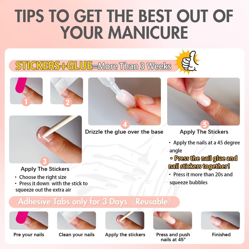 Brown French Tip Nails, Press Ons - Short Square Nails,
