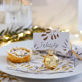 Talking Tables 6 segnaposto riutilizzabili in vetro dorato a forma di palla da discoteca, per tavolo da pranzo di Natale, feste di nozze, decorazioni da tavolo