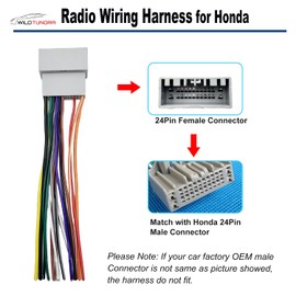 24Pin Car Radio Wiring Harness for Honda 2013-2020 with Radio Antenna Adapter Aftermarket Car Stereo Wiring Harness Connector for Accord Civic CR-V Odyssey Fit Car Stereo Radio Wiring Harness Cable