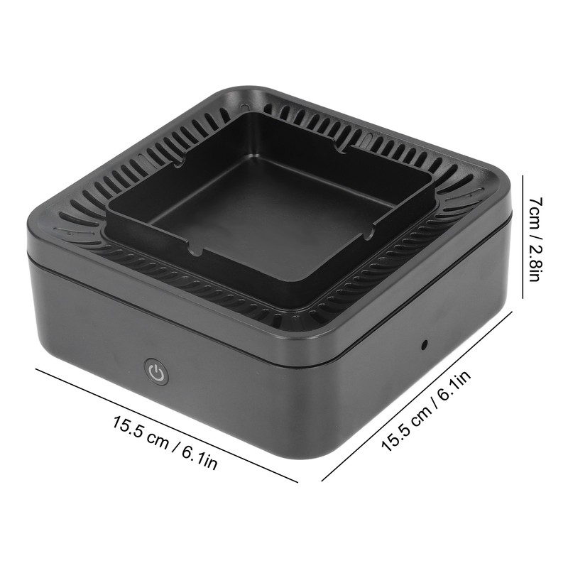 Smokeless Ashtray Gray Home Office Desktop USB Charging Large Air