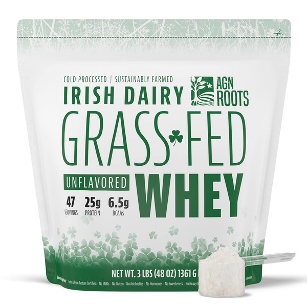 AGN Roots Grass Fed Whey Protein Powder Isolate - Unflavored