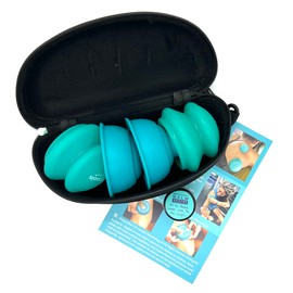 Dual Style Mixed Silicone Massage Cupping Therapy Set with Glide and Riptide Push Cups with All Natural Balm (4 Pack: 2 L Push Cups, 2 med Matte Glide Cups)