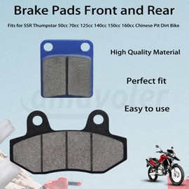 Amavoler Brake Pads Front and Rear Replacement Parts Fits for 50cc 70cc 90cc 110cc 125cc 140cc 150cc 160cc Chinese Pit Dirt Bike.