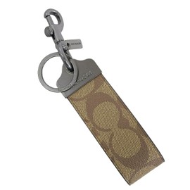 Coach CJ748 LOOP KEY Loop Key Ring, Men's Key Holder, Outlet Key Charm, Brand with Snap Hook (KHAKI/Beige), Khaki