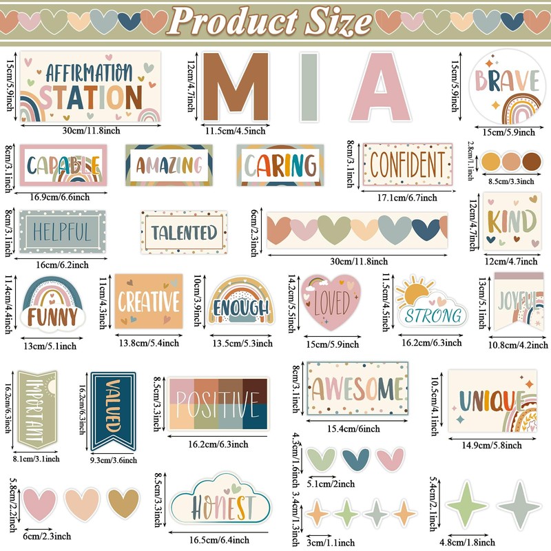BOHO Affirmation Station Bulletin Board Set Motivational Posters for Classroom