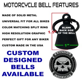 Kustom Cycle Parts Ride Safely I Need You HERE with ME Love You Motorcycle 'Evil Spirits' Biker Guard Bell. (Flat Black Bell)