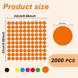 2000 Pcs 3/4" Garage Sale Price Stickers Sheets, Orange Yard Sale Price Stickers, Round Color Coding Labels, Circle Dot Sticker for Home Decorative, Office, Classroom, Papers Etc