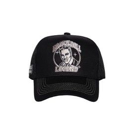 King Kerosin Men's Trucker Cap Curved Fixed Peak Embroidery Rock 'n'roll 50S Legend Artist Cap Vintage Retro Mesh Snapback Elvis Rock'n'roll Legend, black