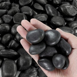 VINICS 1-2 Inch River Rocks for Landscaping, 20lbs Big Black Pebbles, Hand-Picked Premium Stones for Garden Design, Fish Tank, Flower Pots, Pathways and Backyard