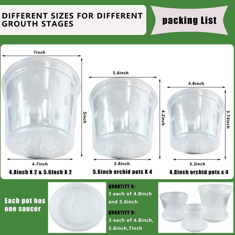 Clear Flower Pots with Holes and Saucers for Tropical Plants