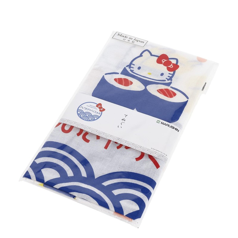 Marushin 3825019300 Tenugui Sanrio Characters Everyone and Sushi