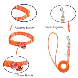 Puppy Collar and Lead Set - Soft, Adjustable Dog Collar for Small and Medium Pets - Paw Print Design