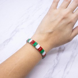 Fablinks Italian Charm Bracelet, 9mm Stainless Steel Flag Charms Link Bracelets for Women, Expandable Stretch Modular Country Nomination Jewelry for Men (Italy)