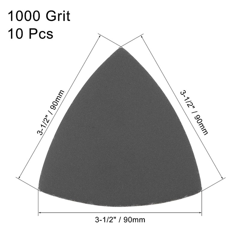 TA-VIGOR 10Pcs 1000 Grit Triangular Sandpaper, 90mm Hook and Loop