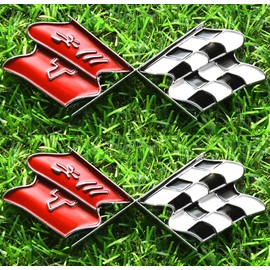 2Pcs Gas Door Emblems Cross Crossed Flags Badge Car Decal Replacement for 1968-1972 Corvette C3 (Chrome)