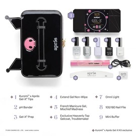 APRÉS x Kuromi™ Gel-X Nail Extension Kit w/ Neutral French Natural Almond Medium Nail Tips, Extend Gel, Bonder, Gel-X Prep, Sanrio Omni Light