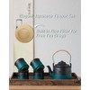 ZENS Vintage Japanese Tea Set, Gradient Embossed Ceramic Japanese Teapot