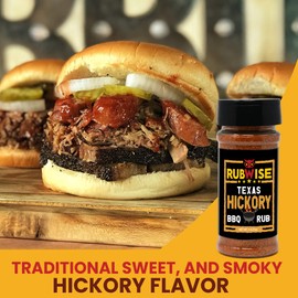 RubWise Texas Style BBQ Hickory Rub (No MSG) | Meat Seasonings & Dry Rubs for Smoking and Grilling | Great on Brisket, Chicken, Ribs, Pork & Turkey | Designed for Pellet Grill Barbecuing | 6.25oz