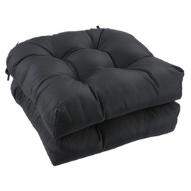 RACLVAY Outdoor Chair Cushions, Outdoor Cushions, Patio Chair Cushions, Indoor Full-Length Ties for Non-Slip Support, Premium Comfortable Thick Fiber, Set of 2 (Black, 19 x19 Inch)